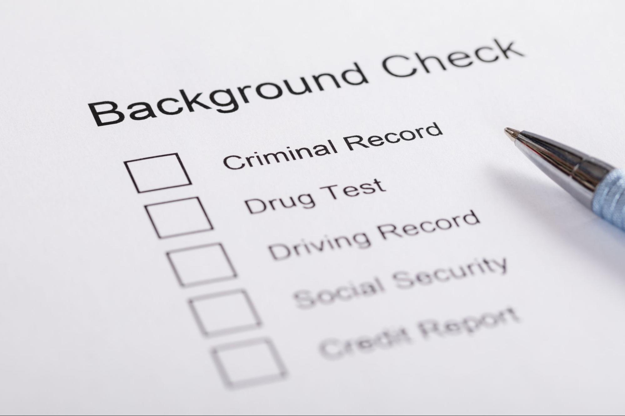 close-up of background check form